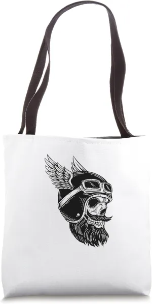 Biker Skull, Cruiser Motorcycle Gang Rider Skull Tote Bag