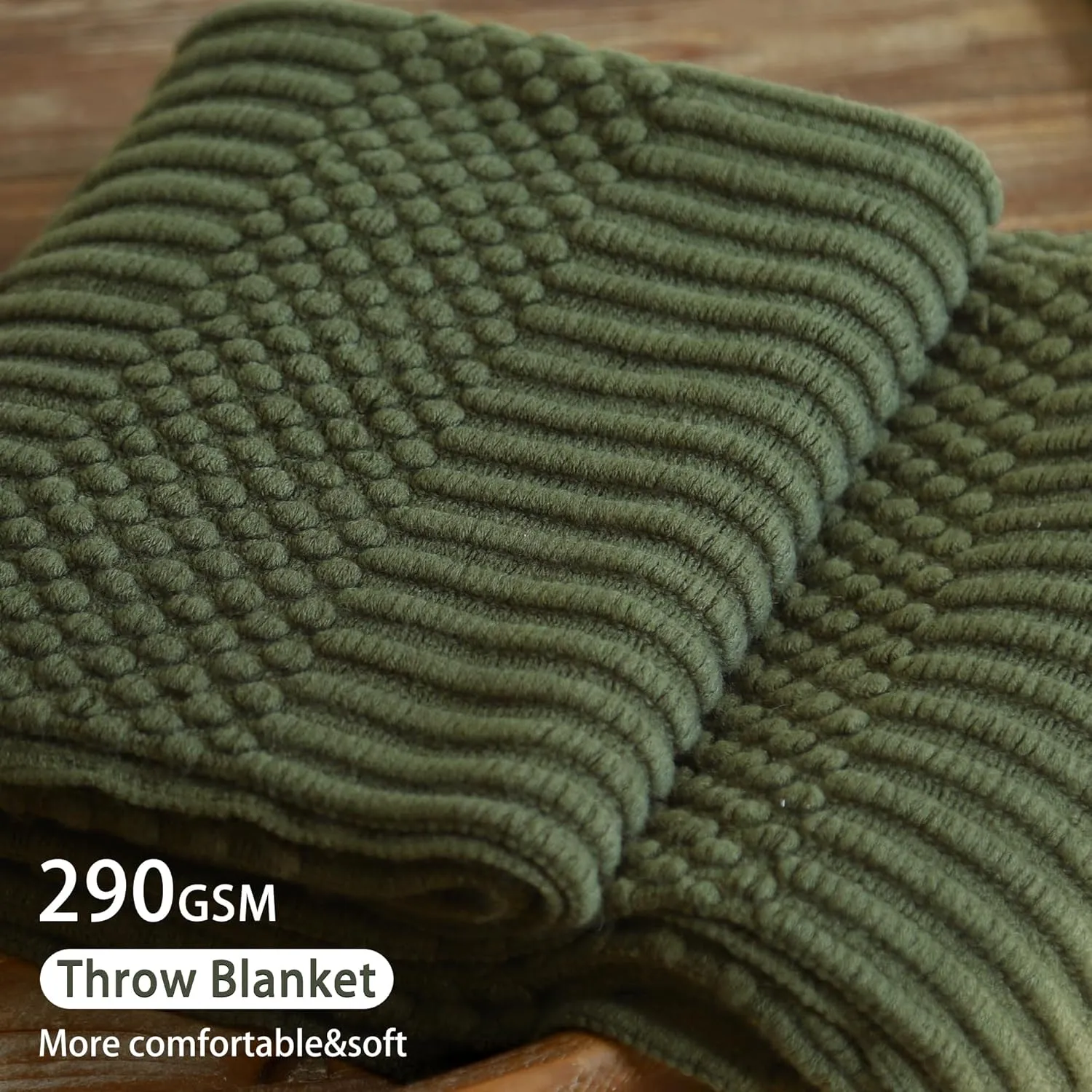 Blagic Knitted Throw Blanket for Couch, Bed and Sofa. Super Soft Blanket with Tassels, Dark Green Throw Blanket, 50 x 60 Inches Lightweight & Cosy Home Decor