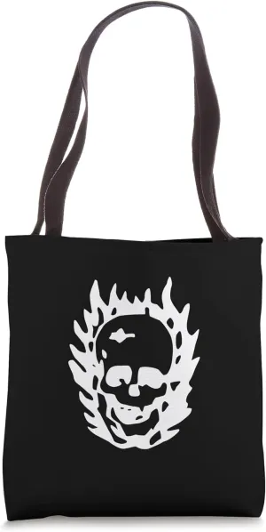 Bold Gothic Skull with Flames Tote Bag
