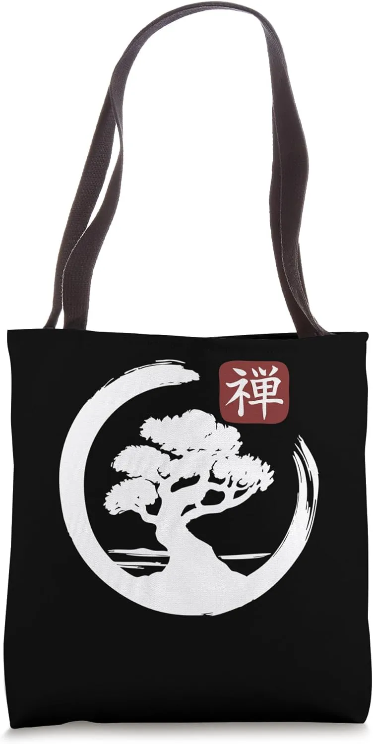 Bonsai Tree Zen Buddhist Enso Circle Tote Bag