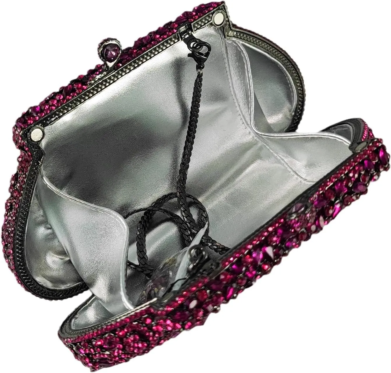 Boutique De FGG Women Crown Minaudiere Handbags Formal Evening Bags Flower Crystal Clutch Purses Wedding Clutch Bag,Mini