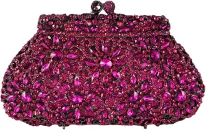 Boutique De FGG Women Crown Minaudiere Handbags Formal Evening Bags Flower Crystal Clutch Purses Wedding Clutch Bag,Mini