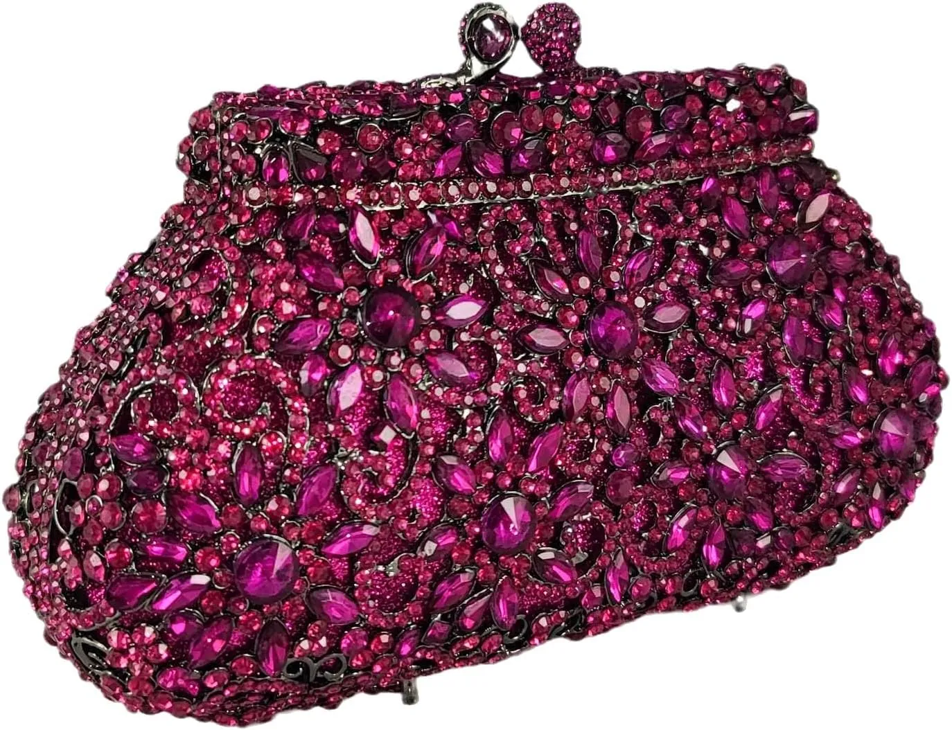 Boutique De FGG Women Crown Minaudiere Handbags Formal Evening Bags Flower Crystal Clutch Purses Wedding Clutch Bag,Mini