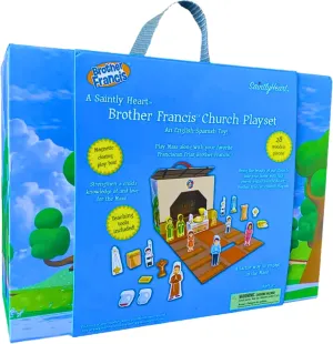 Brother Francis Church Playset - Catholic Mass Toy for Kids - 28-Piece Wooden Set with Bilingual Booklet - Eco-Friendly Portable Play Church for Boys & Girls - Saintly Heart Educational Gift