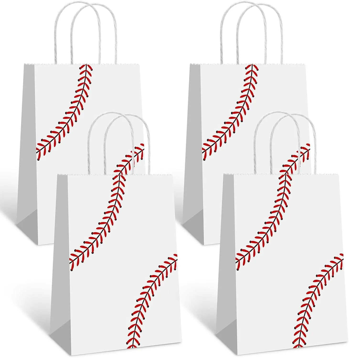 Bsitao 16 PCS Baseball Party Treat Bags Baseball Party Favor Gift Bags Party Paper for Baseball Theme Games Day Sports Goody Bags Birthday Party Decorations Supplies