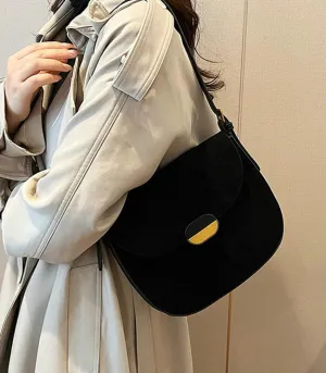 Burgundy Suede Shoulder Bags For Women Brown Suede Small Trendy Wine Crossbody Bag Saddle Suede Satchel Bag