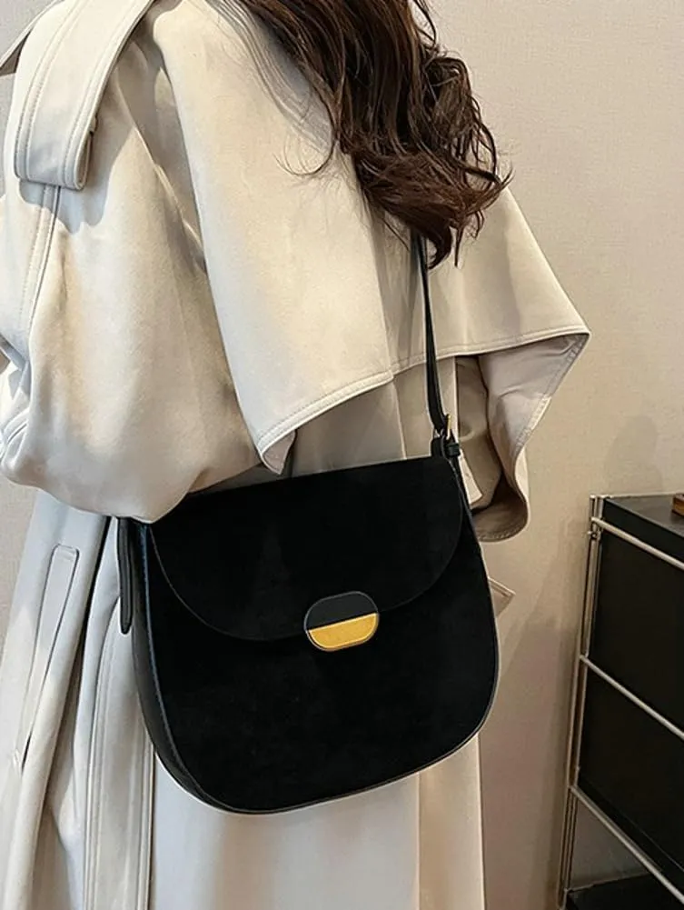 Burgundy Suede Shoulder Bags For Women Brown Suede Small Trendy Wine Crossbody Bag Saddle Suede Satchel Bag