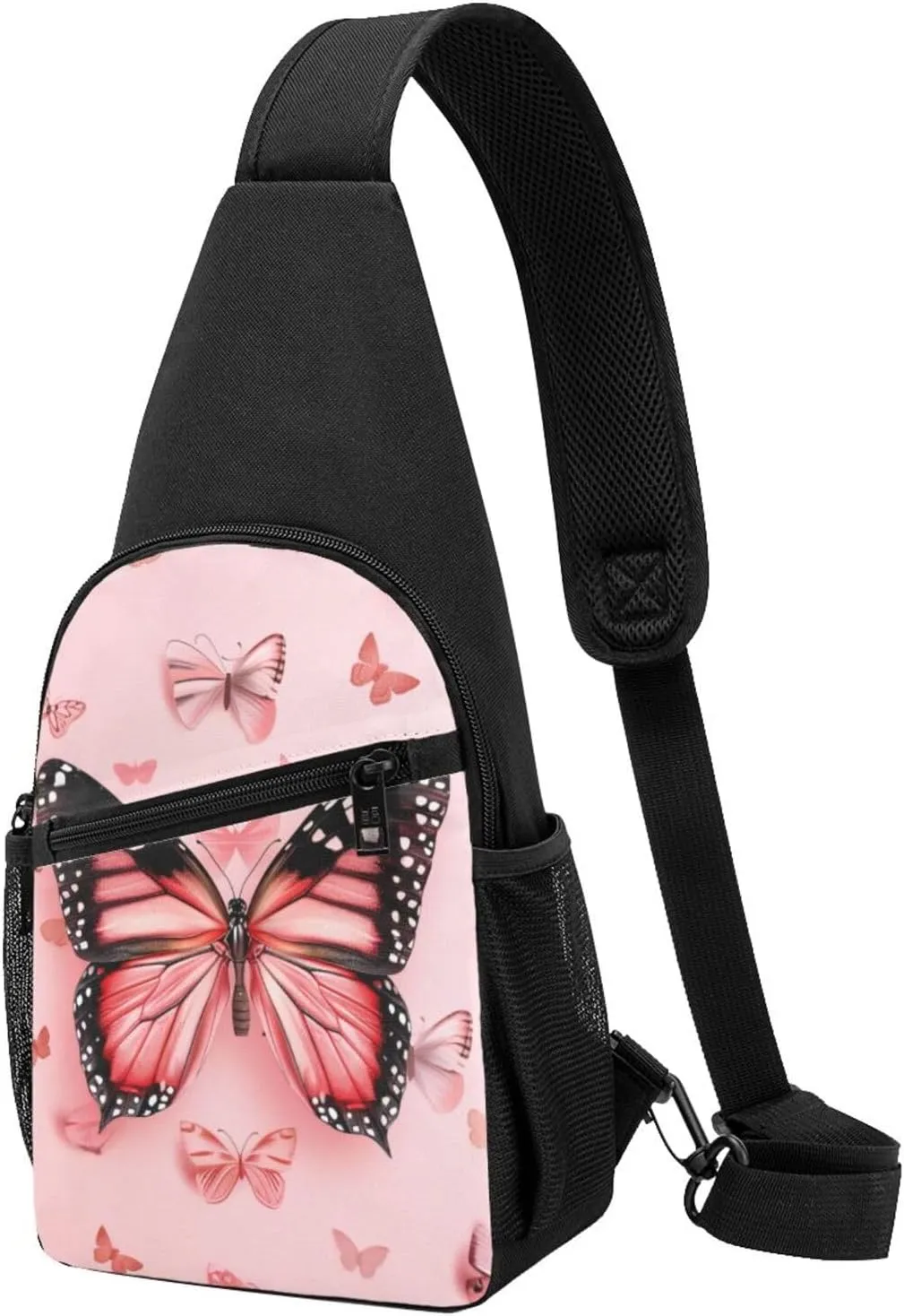 Butterfly Printed Chest Bag Chest Shoulder Crossbody Bag for Men Women - Travel Chest Pack Hiking Shoulder Bags, Black, One Size, Casual Daypack
