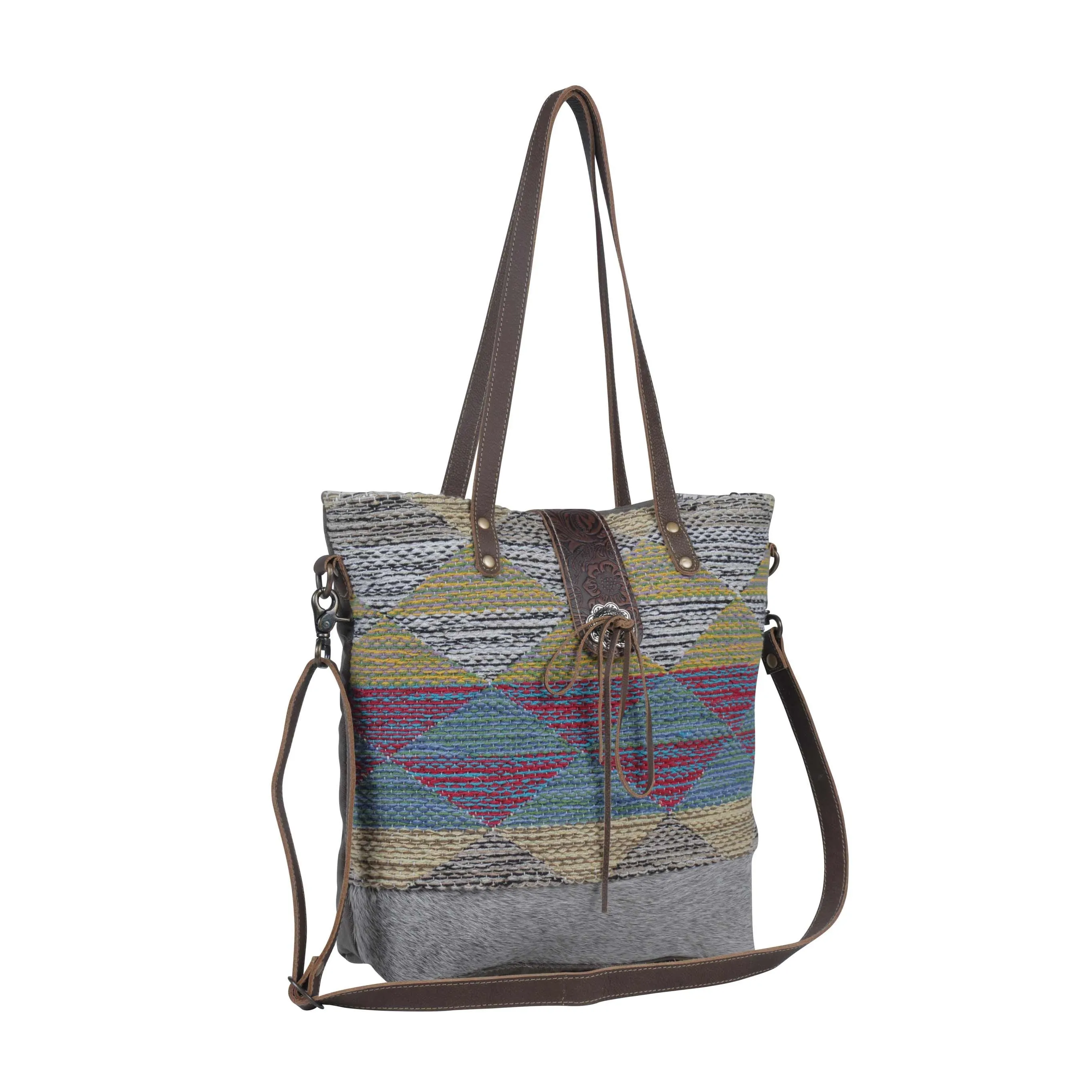 Canvas Shoulder Bag-Myra Muted Cones