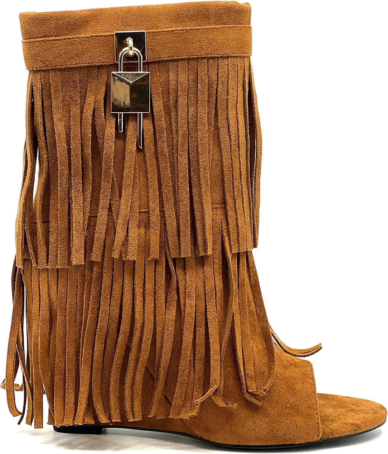 Cape Robbin Cerritos Women's Tassel Bootie Fringe Wedge Heel Ankle Boots