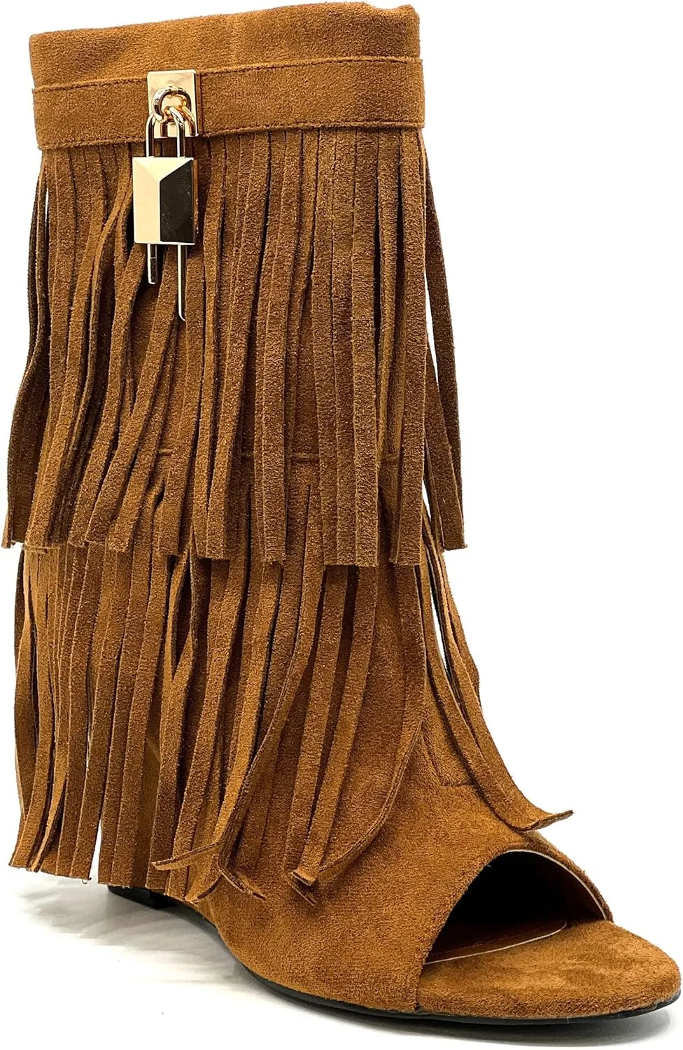 Cape Robbin Cerritos Women's Tassel Bootie Fringe Wedge Heel Ankle Boots