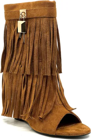 Cape Robbin Cerritos Women's Tassel Bootie Fringe Wedge Heel Ankle Boots