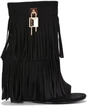 Cape Robbin Cerritos Women's Tassel Bootie Fringe Wedge Heel Ankle Boots