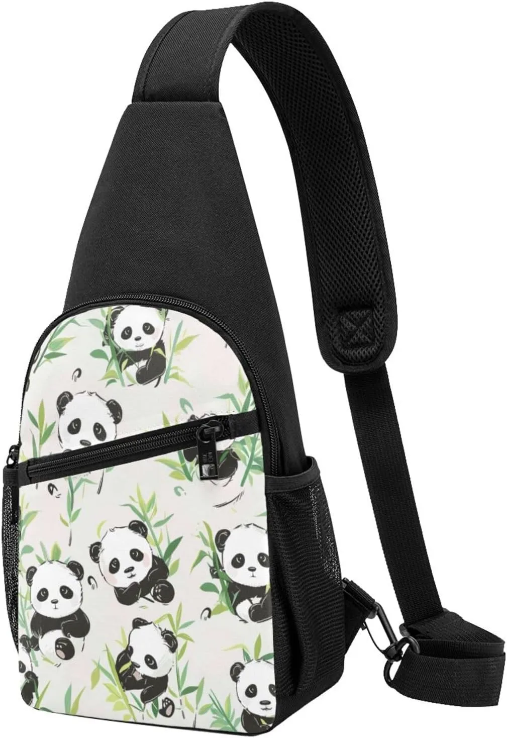 Cartoon Pandas Printed Chest Bag Chest Shoulder Crossbody Bag for Men Women Travel Chest Pack Hiking Shoulder Bags, Black, One Size, Hiking Backpack