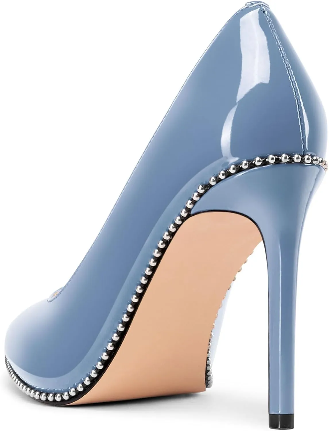 Castamere Beaded Pumps for Women Pointed Toe Stiletto Heels Slip on Pumps Casual Dress Patent Leather 3.9 Inches Heels