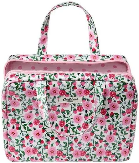 Cath Kidston Wash Bag | Large Toiletry Bag | Cosmetic Bag | Makeup Organiser | Travel Wash Bag | Two Parts Skin Care Bag | Strawberry Print