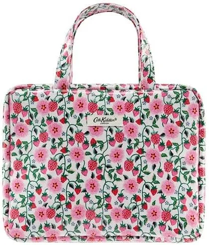 Cath Kidston Wash Bag | Large Toiletry Bag | Cosmetic Bag | Makeup Organiser | Travel Wash Bag | Two Parts Skin Care Bag | Strawberry Print