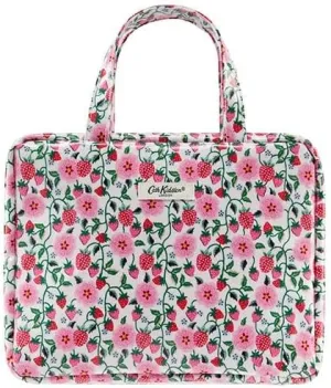 Cath Kidston Wash Bag | Large Toiletry Bag | Cosmetic Bag | Makeup Organiser | Travel Wash Bag | Two Parts Skin Care Bag | Strawberry Print