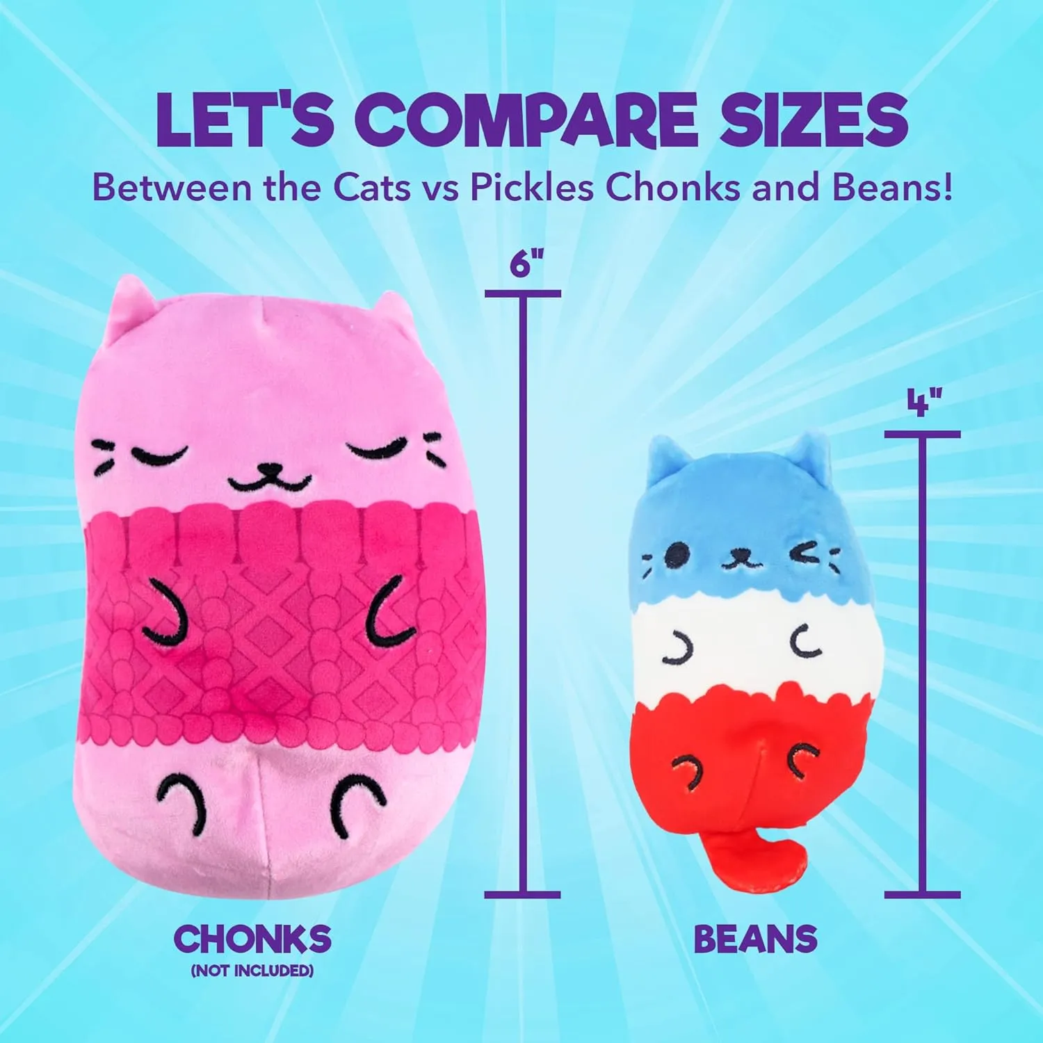 Cats vs Pickles 12pk Mystery Bags Blue Wave A 4" Bean Filled Plushies for Advent Calendars | Blind Bags for Girls and for Boys | Surprise Bean Collectibles | Mystery Bag for Kids & Adults | 12-Pack