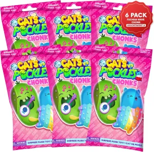 Cats vs Pickles Chonk Fuchsia Wave A Mystery Bags 6pk | 6" CvP Bean Filled Plushies | Blind Bags for Girls and Boys | Surprise Collectibles | Toys for Kids and Adults | Sensory Friendly | 6 Pack