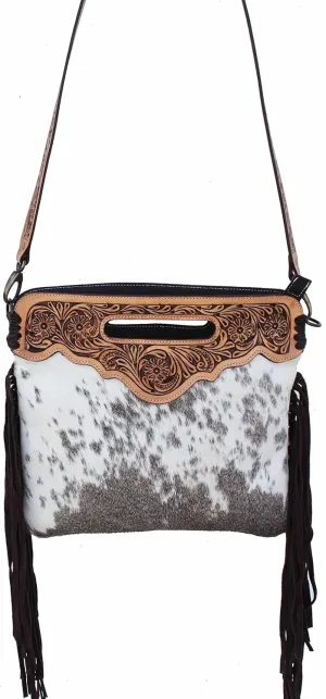 CHALLENGER Women's Cowhide Western Floral Tooled Leather Shoulder Purse Handbag 27FK87