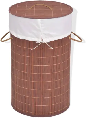Charming Round Laundry Bin for Organization, Lightweight and Portable, Hiding Dirty Laundry or Storing Toys, Brown