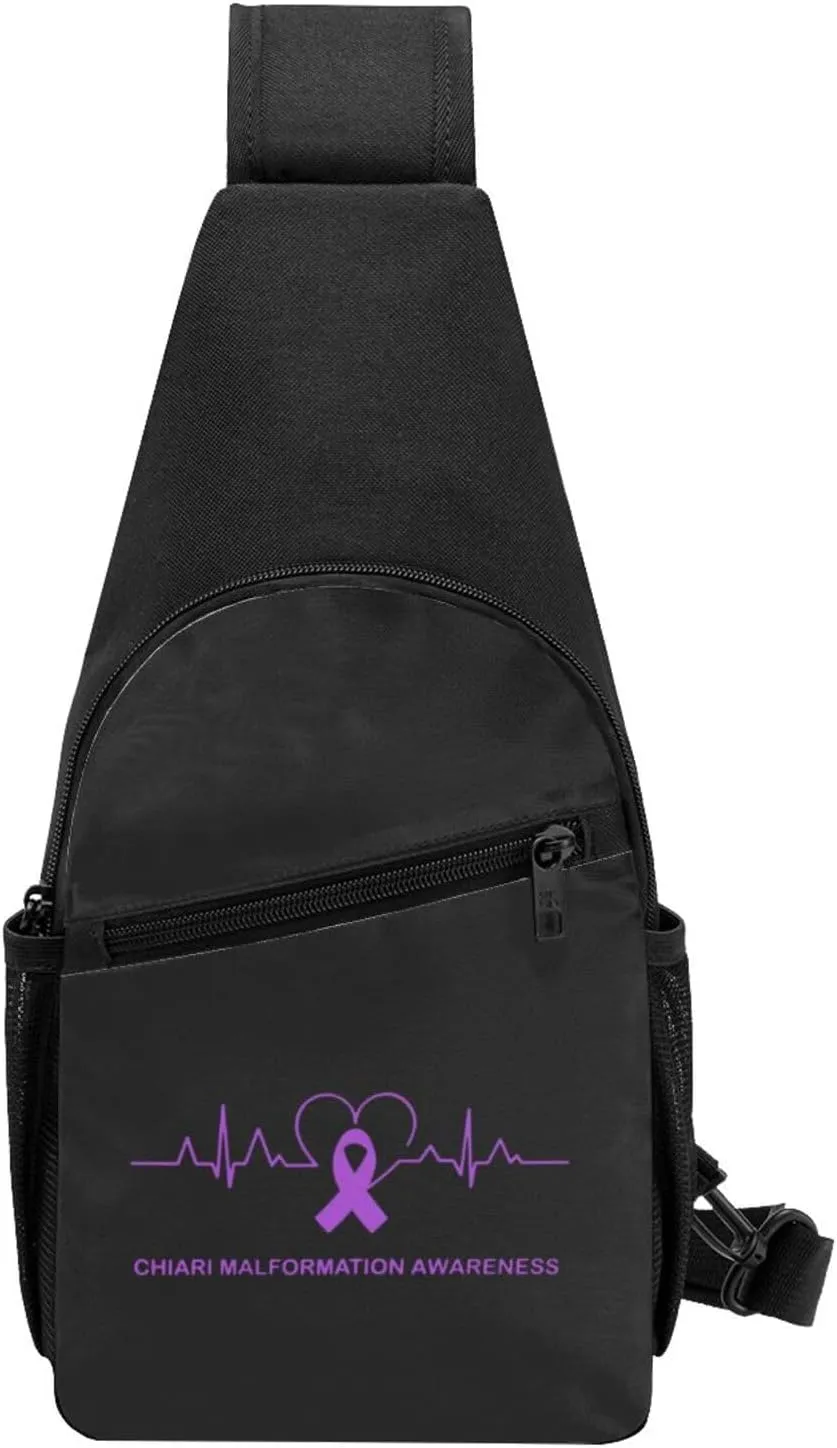Chiari Malformation Awareness Heartbeat Chest Pack Leisure Shoulder Crossbody Chest Bag