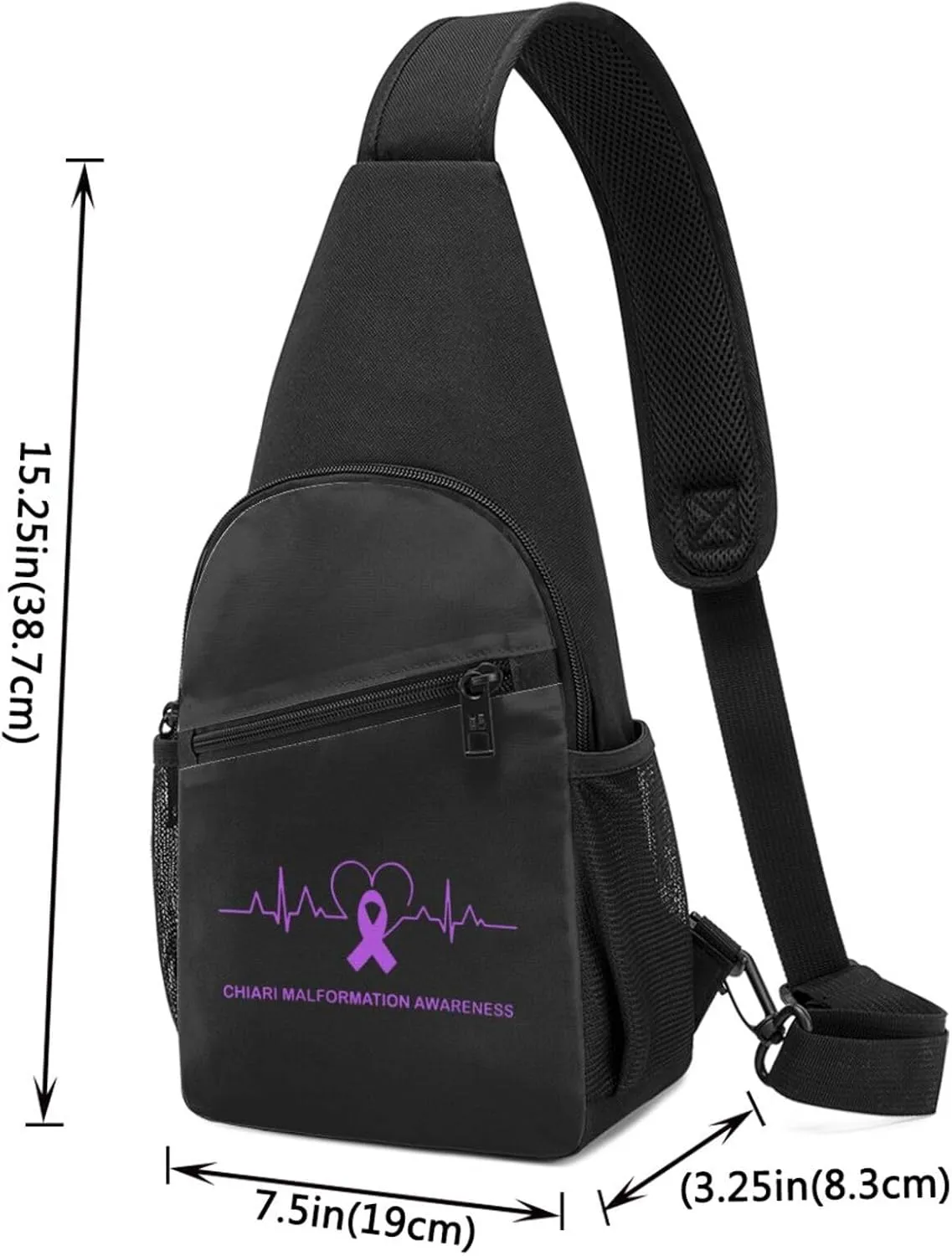 Chiari Malformation Awareness Heartbeat Chest Pack Leisure Shoulder Crossbody Chest Bag