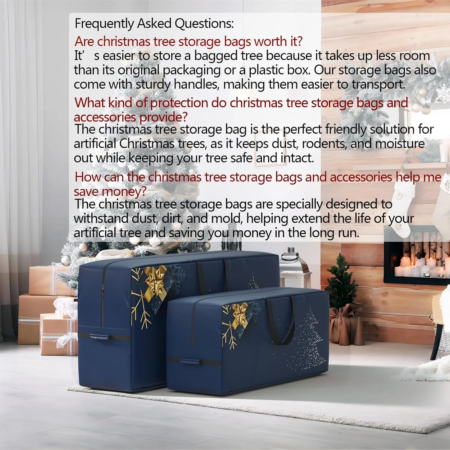 Christmas Tree Storage Bag - Extra Large Tree Rolling Storage Bag - Fits Up to 9 ft Artificial Disassembled Trees, Durable Handles for Easy Carrying & Transport - Tear-Proof Oxford Duffle Bag(Blue)