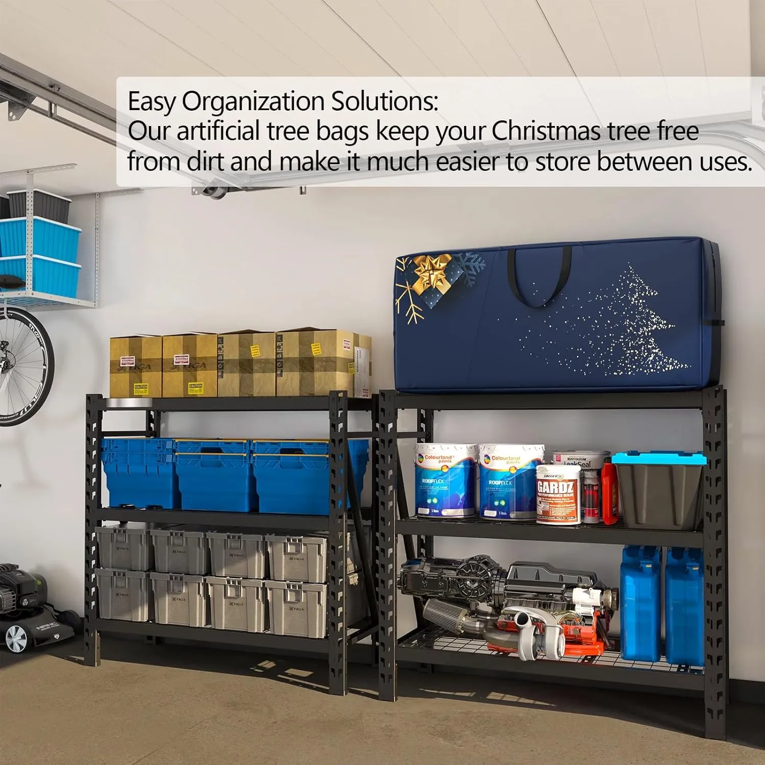 Christmas Tree Storage Bag - Extra Large Tree Rolling Storage Bag - Fits Up to 9 ft Artificial Disassembled Trees, Durable Handles for Easy Carrying & Transport - Tear-Proof Oxford Duffle Bag(Blue)