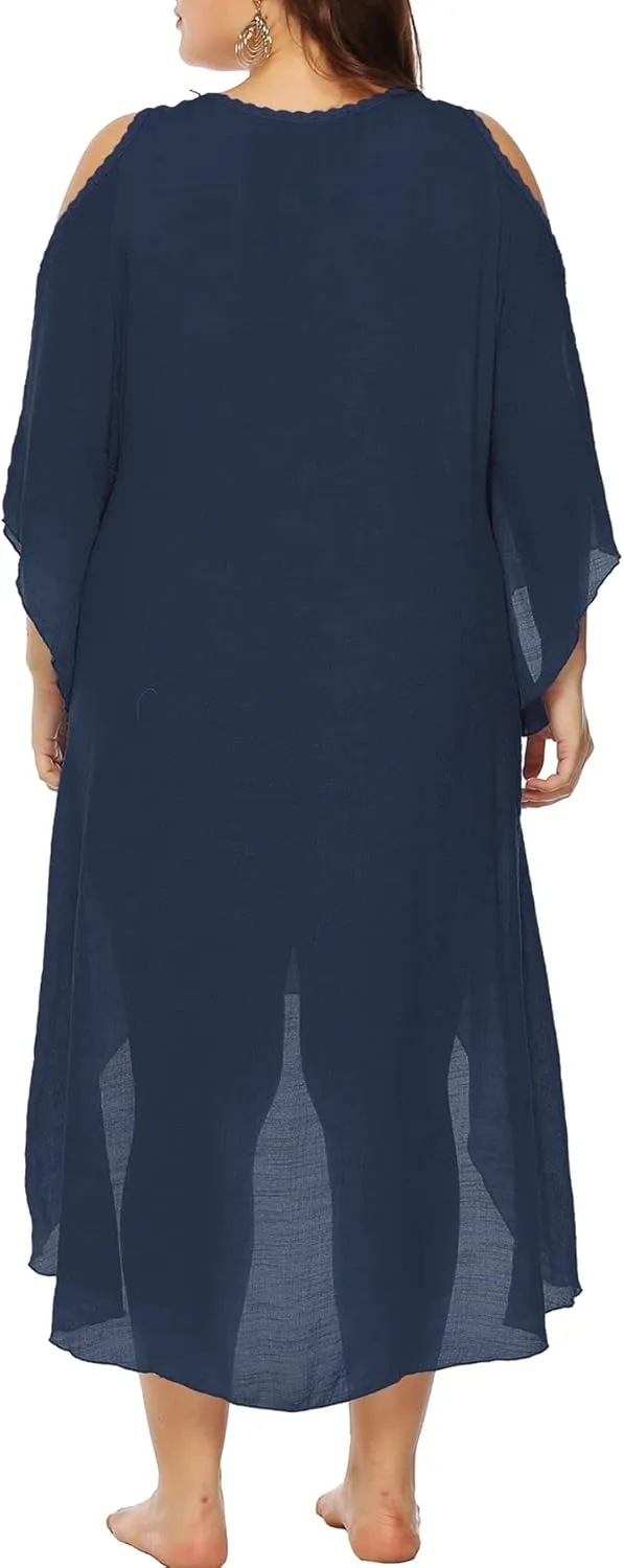 Chrisuno Women's Plus Size Bathing Suit Cover Ups Swimsuit Coverups Dress Soft Crochet Bikini Beach Skirt