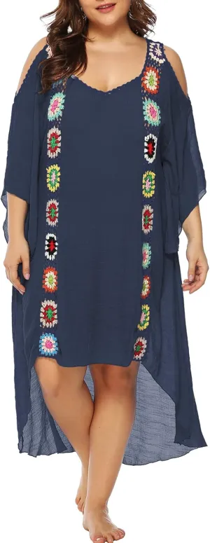 Chrisuno Women's Plus Size Bathing Suit Cover Ups Swimsuit Coverups Dress Soft Crochet Bikini Beach Skirt