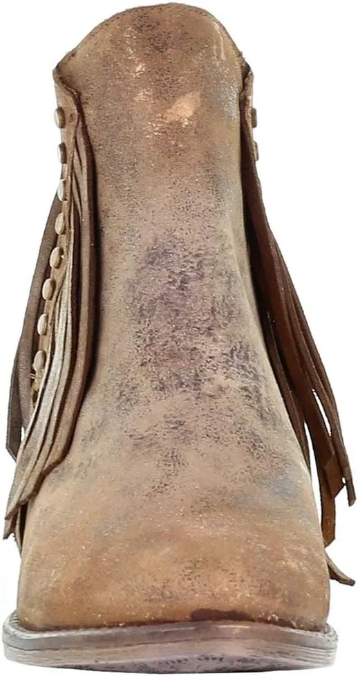 Circle G Womens Q5090 Studded Boots Ankle Low Heel 1-2" - Brown