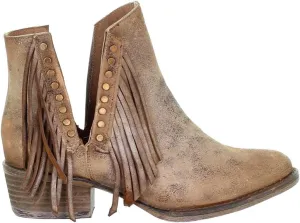 Circle G Womens Q5090 Studded Boots Ankle Low Heel 1-2" - Brown