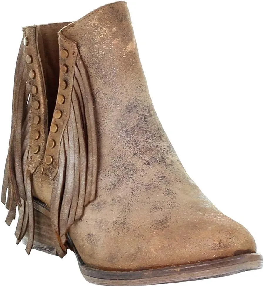 Circle G Womens Q5090 Studded Boots Ankle Low Heel 1-2" - Brown
