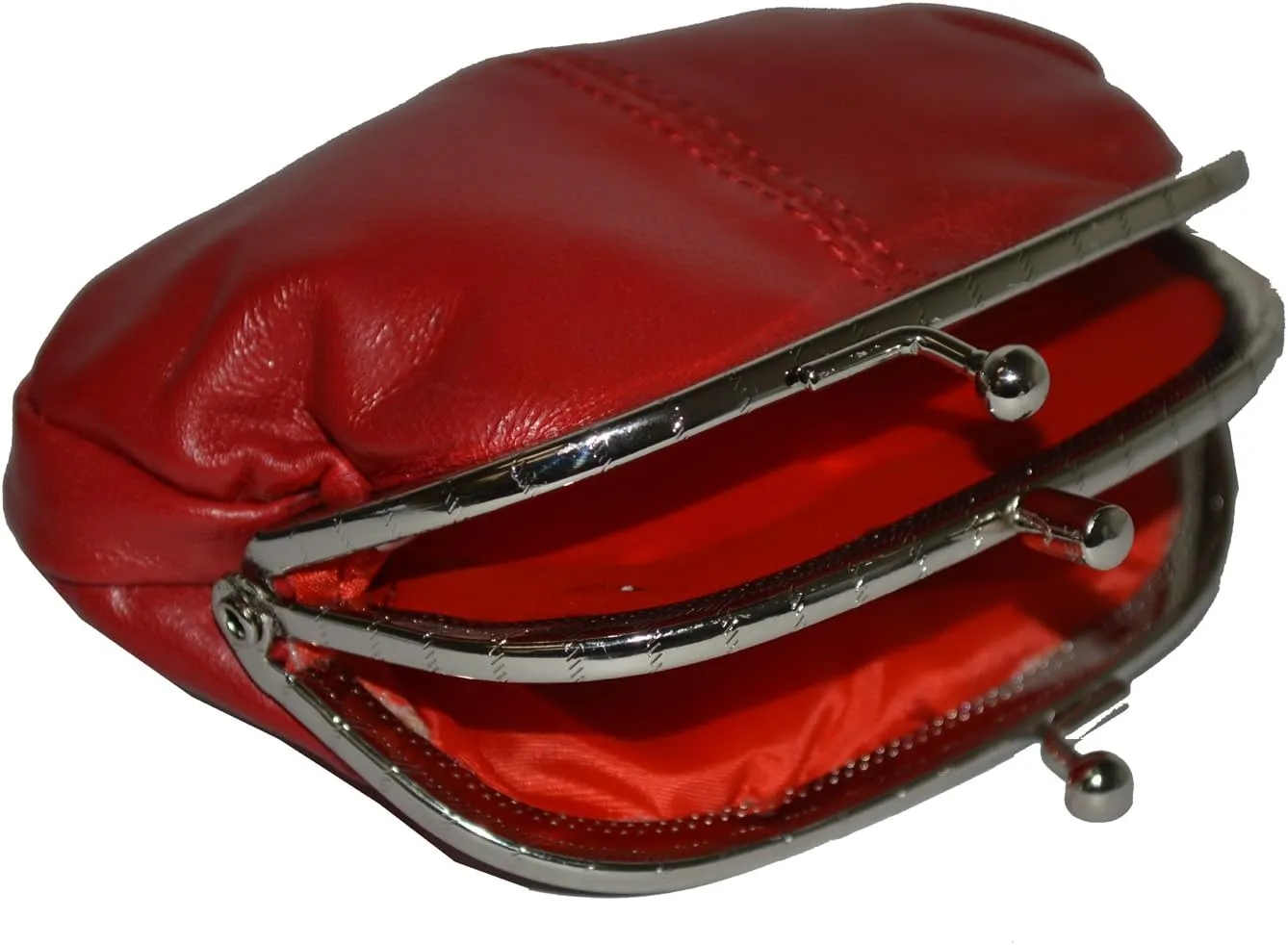 Coin Purse Double Frame with Zipper Pocket (Red)