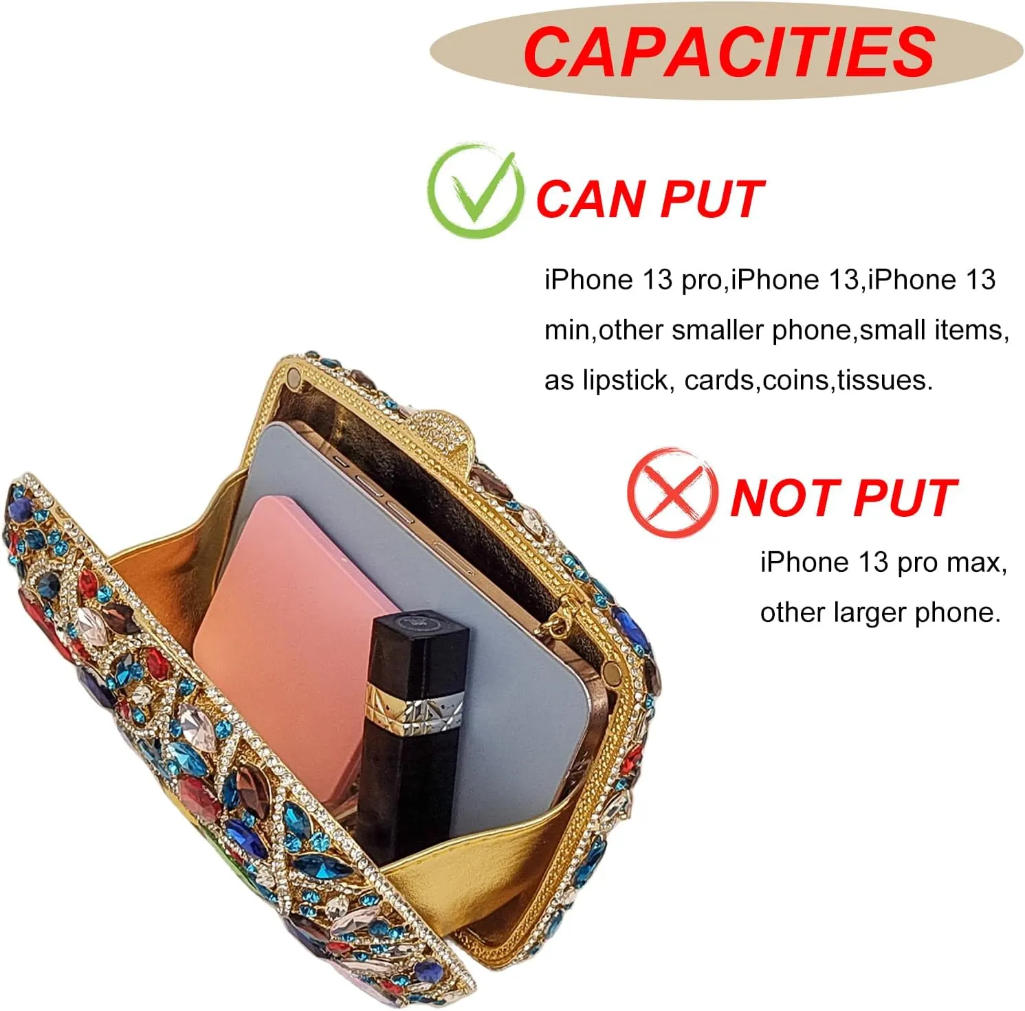 Colorful Crystal Clutch Box Handbag Women Sparkling Evening Bags for Wedding Party Prom Purse