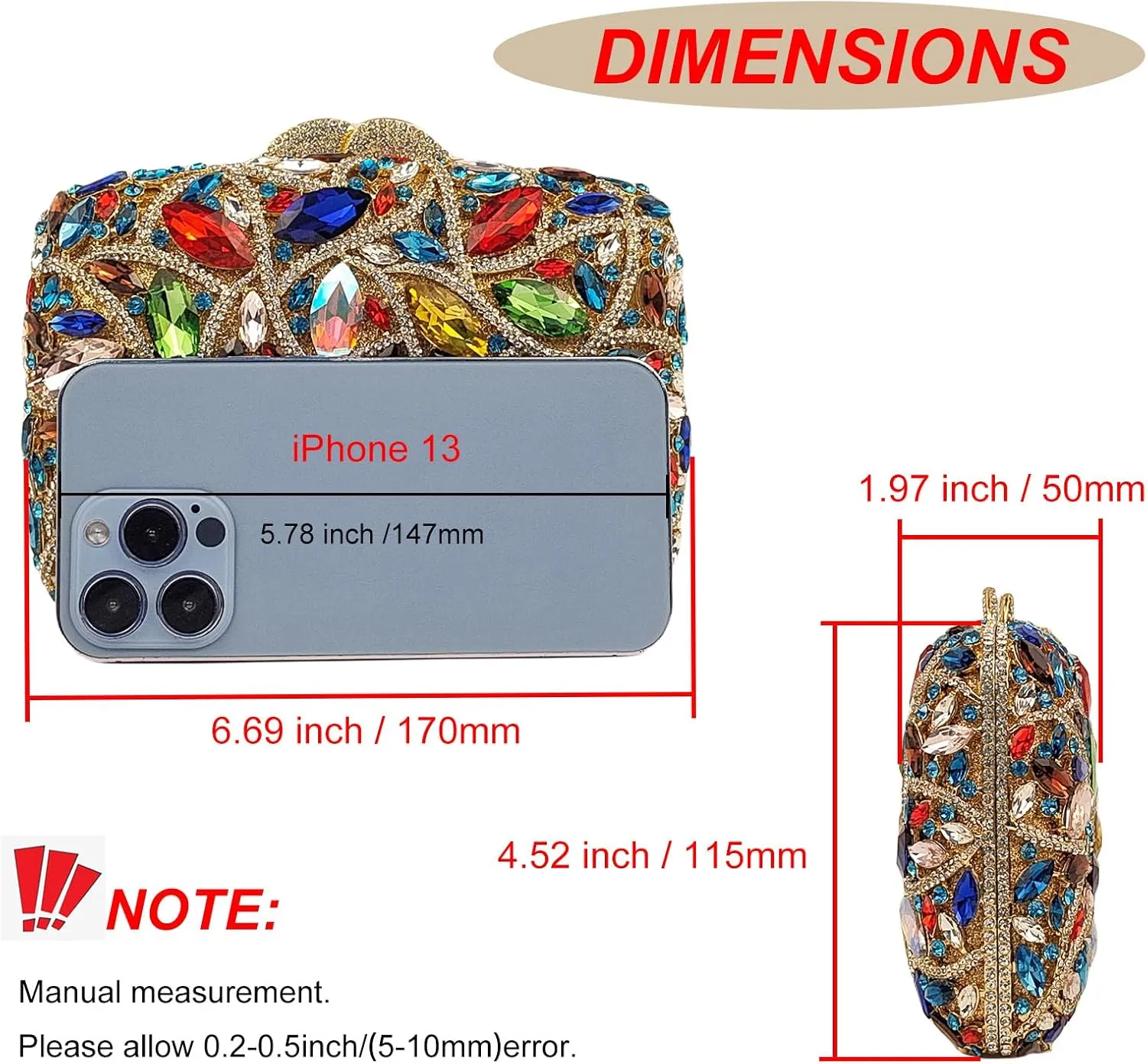 Colorful Crystal Clutch Box Handbag Women Sparkling Evening Bags for Wedding Party Prom Purse