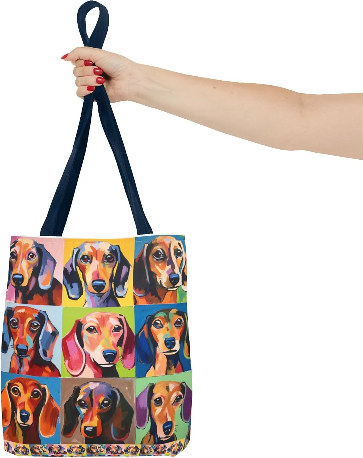 Colorful Dachshund Tote Bag Bright and Cheerful Brown Dapple Weiner