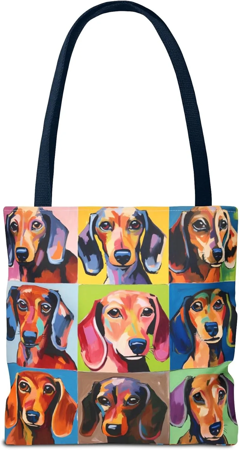 Colorful Dachshund Tote Bag Bright and Cheerful Brown Dapple Weiner