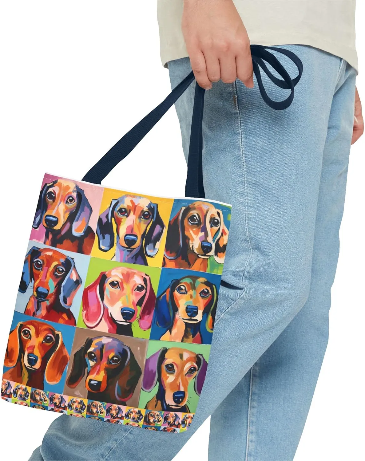Colorful Dachshund Tote Bag Bright and Cheerful Brown Dapple Weiner