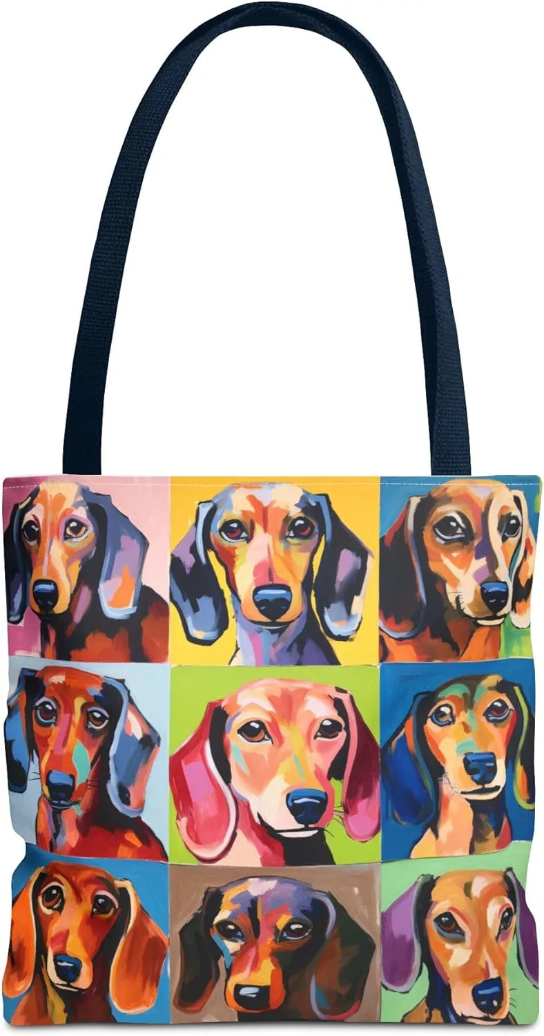 Colorful Dachshund Tote Bag Bright and Cheerful Brown Dapple Weiner