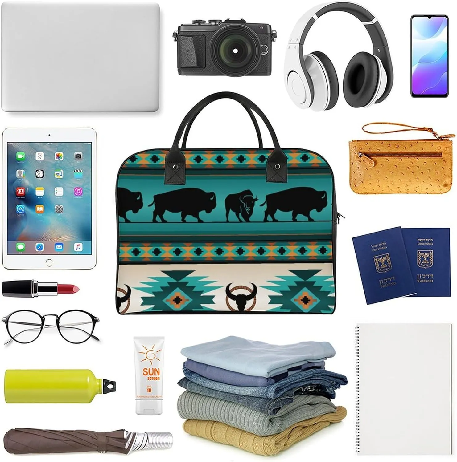 Colorful Graffiti Patterns Travel Handbag with A Large Capacity Design That Can Be Reused
