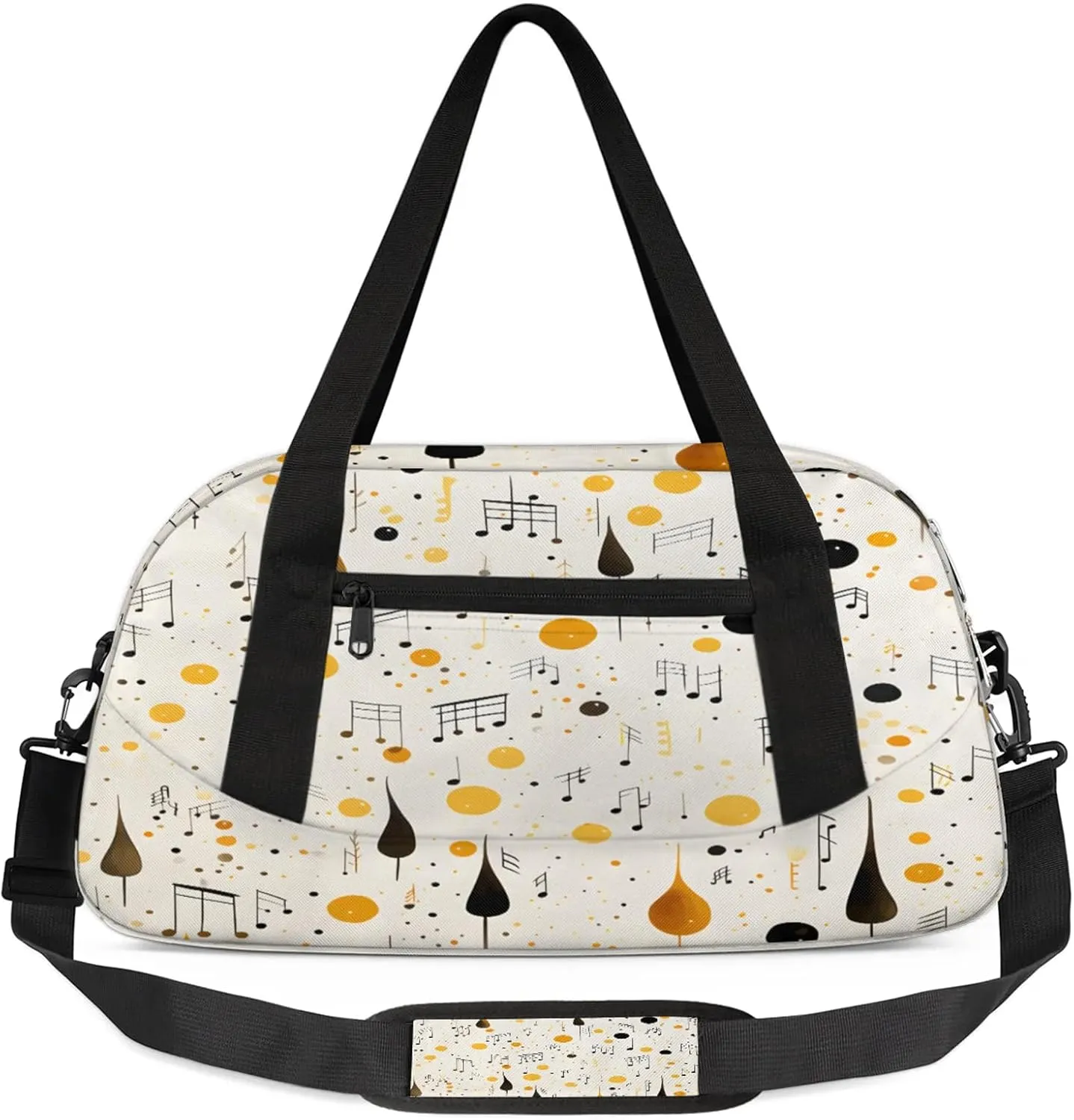 Colorful Music Note Print Kids Duffel Bag Lightweight Waterproof Sports Gym Bag with Front Zipper Pocket Foldable Weekender Overnight Bag for School Practice Gymnastic Ballet