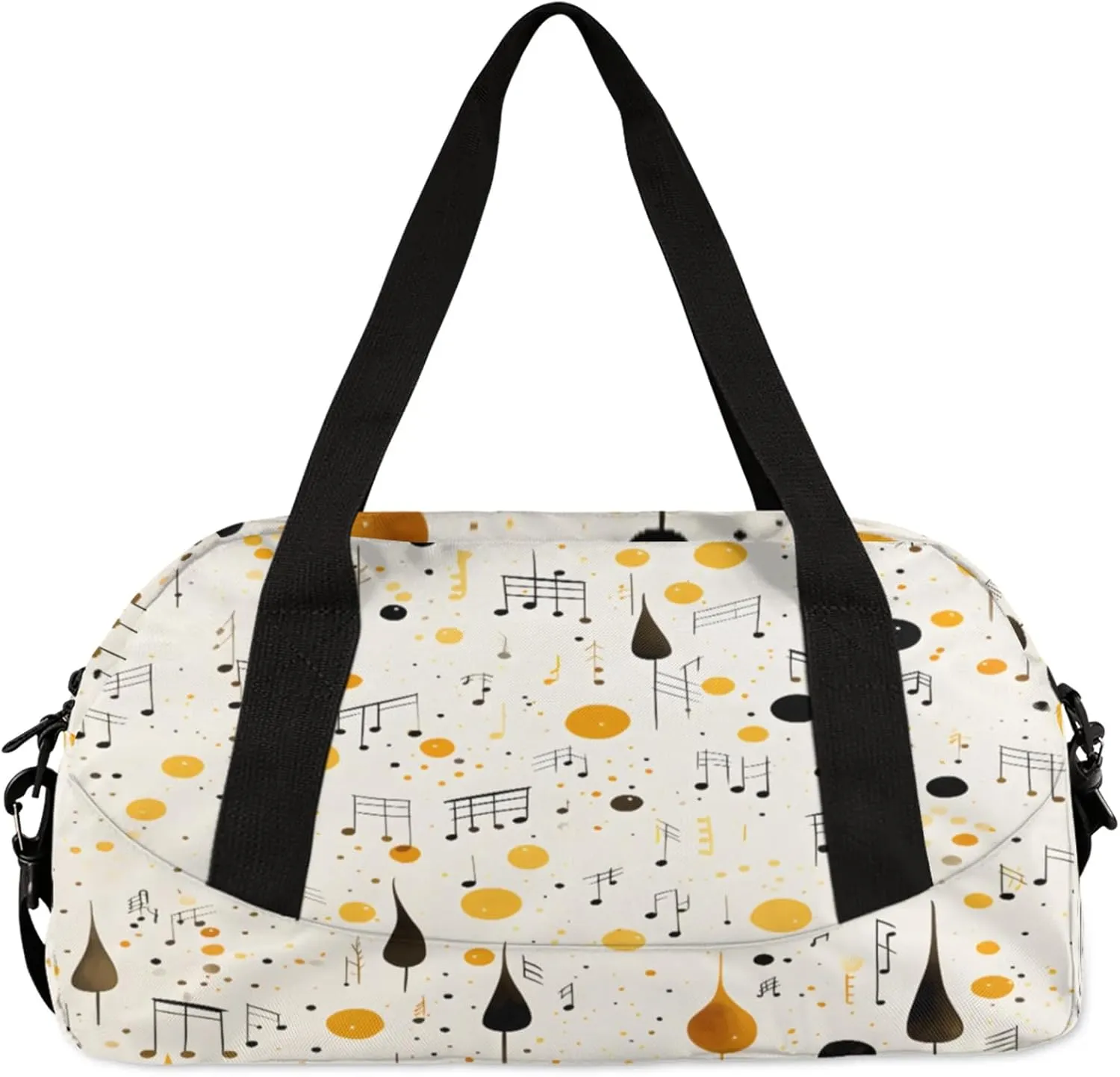 Colorful Music Note Print Kids Duffel Bag Lightweight Waterproof Sports Gym Bag with Front Zipper Pocket Foldable Weekender Overnight Bag for School Practice Gymnastic Ballet