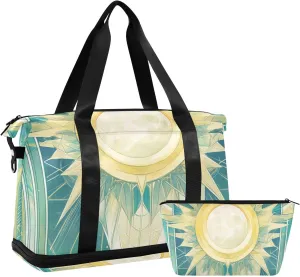 Colorful Mysterious Tarot Astrological Sun Travel Bag Weekender Duffel Bag with Adjustable Strap for Trip Foldable
