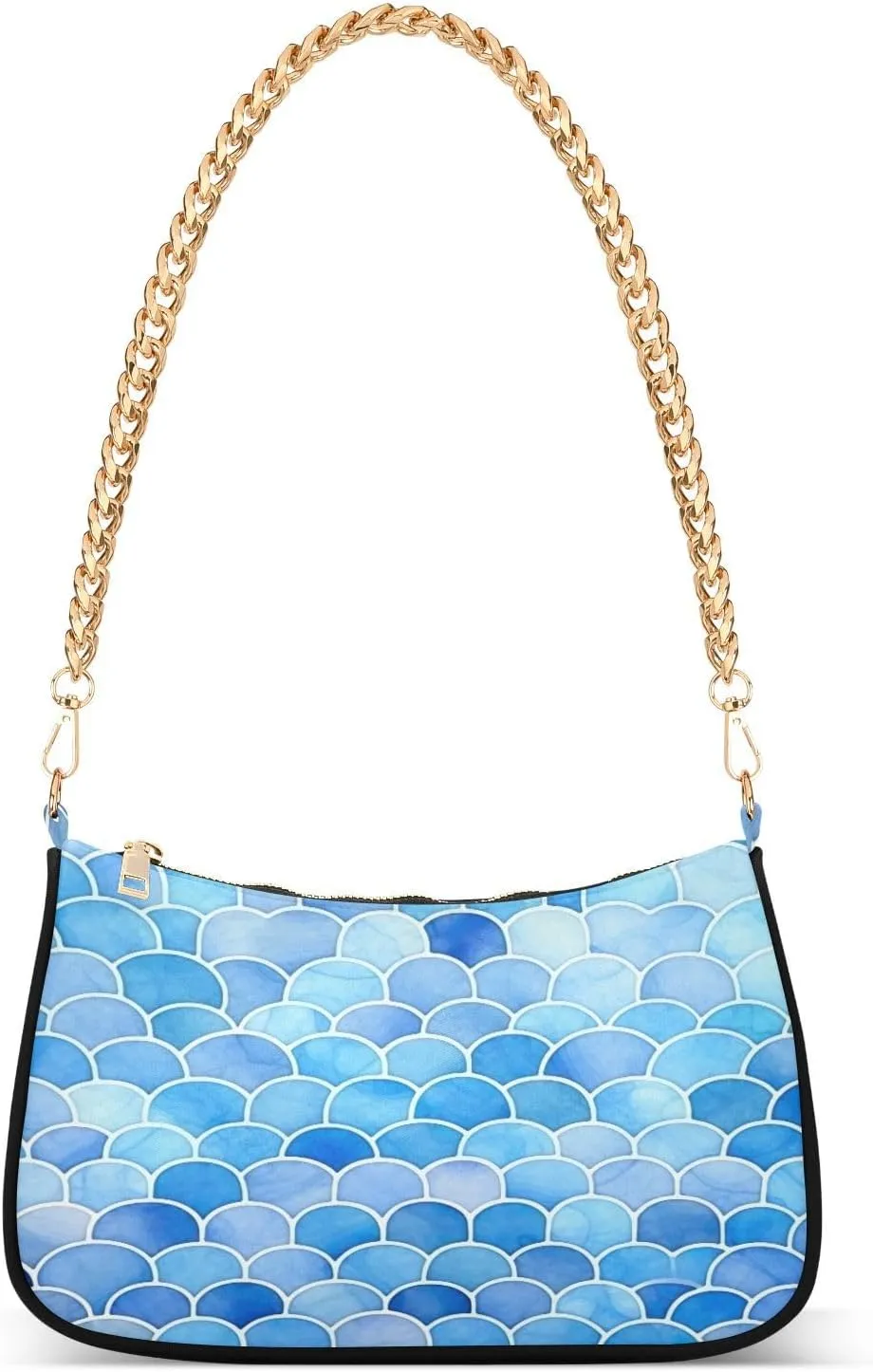 Colorful Scales Shoulder Bag for Women, Handbag with Chain Strap, Soft Purse Tote Bag for Ladies