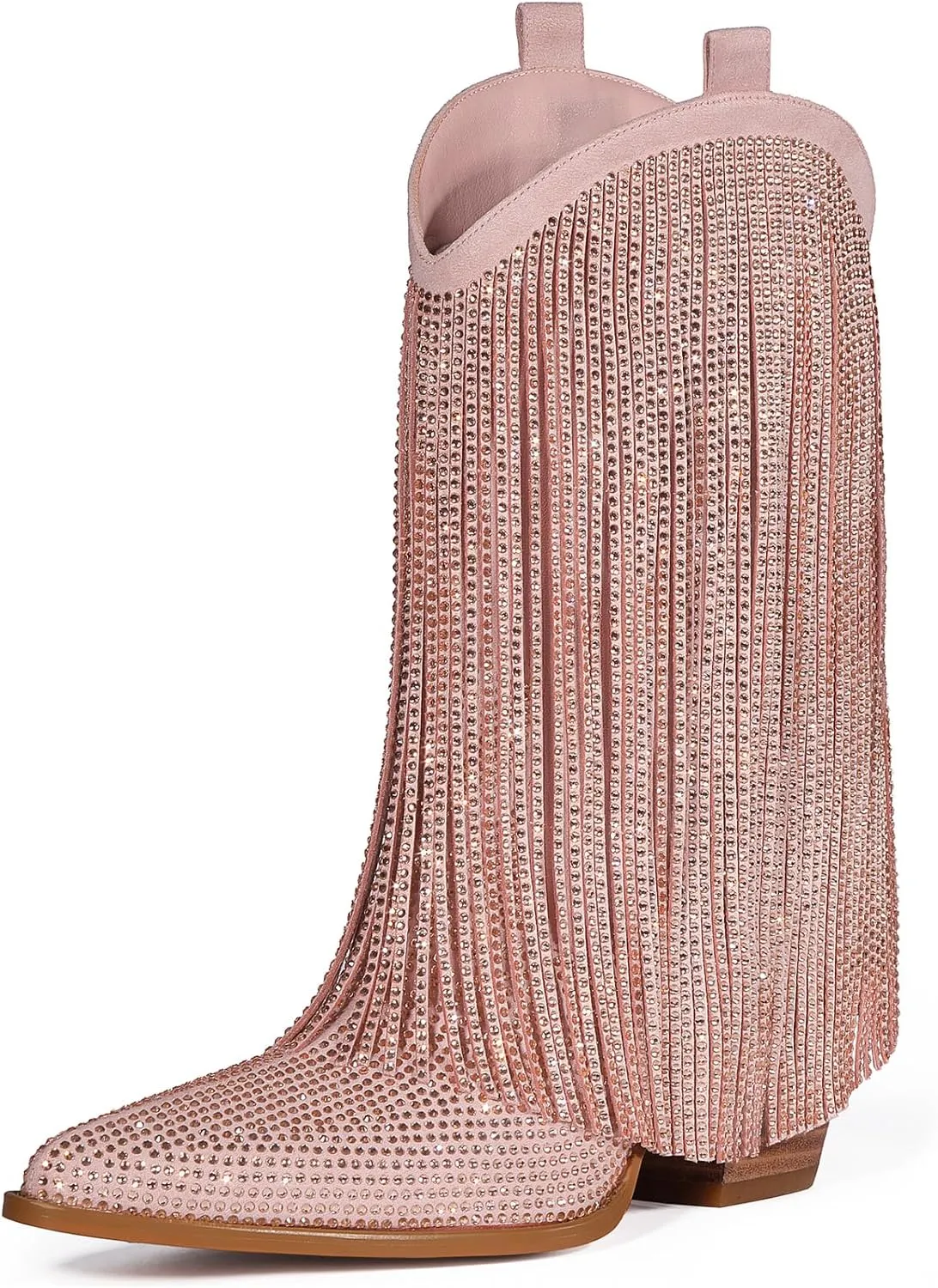 Cowboy Boots for Women - Cowgirl Western Rhinestone Sparkly Fringe Chunky Heel Pointed Toe Ankle Boots