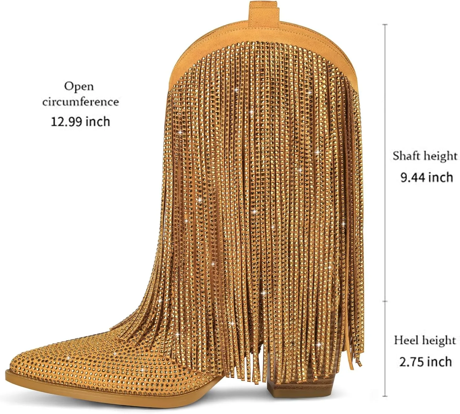 Cowboy Boots for Women - Cowgirl Western Rhinestone Sparkly Fringe Chunky Heel Pointed Toe Ankle Boots