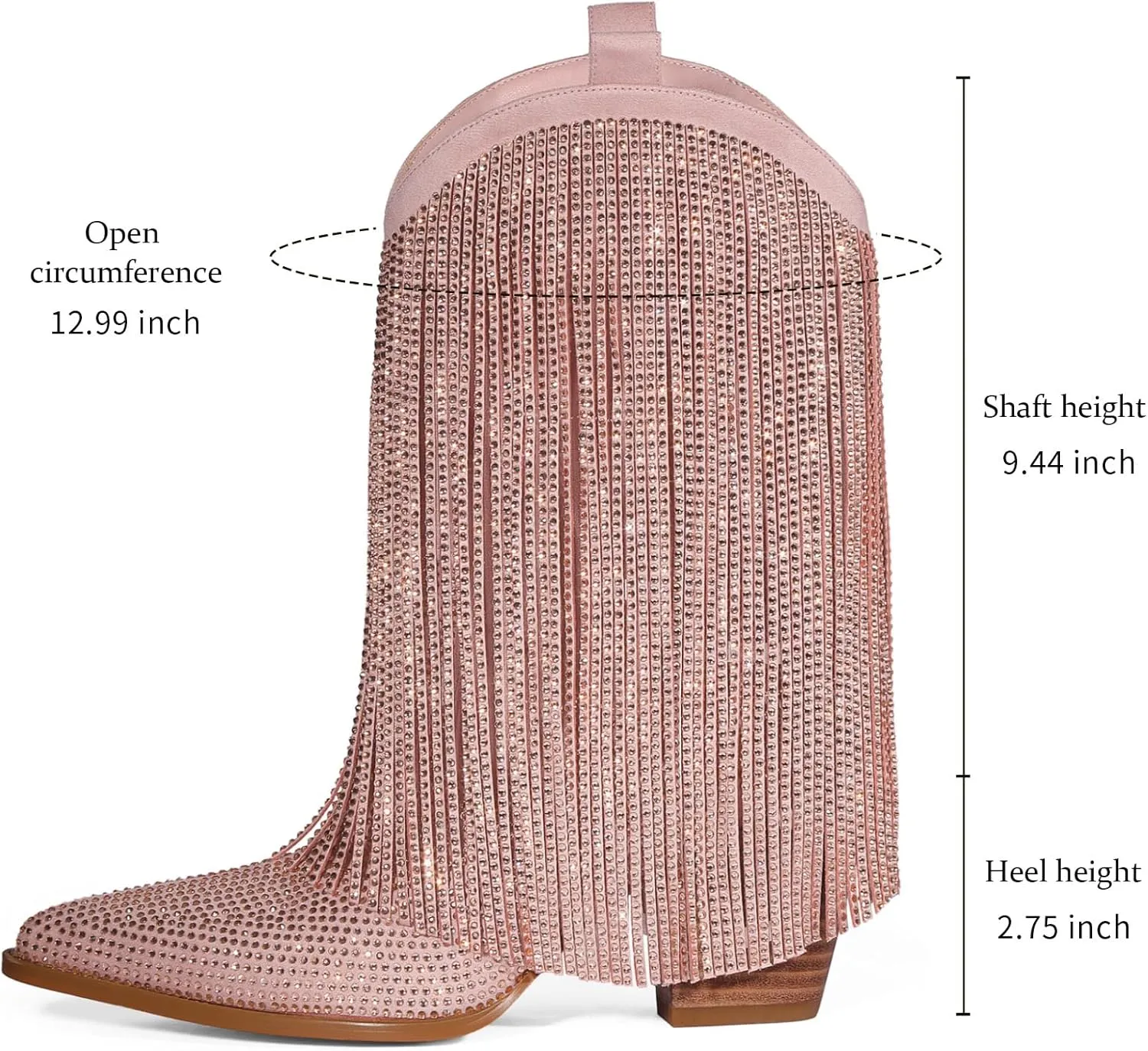 Cowboy Boots for Women - Cowgirl Western Rhinestone Sparkly Fringe Chunky Heel Pointed Toe Ankle Boots